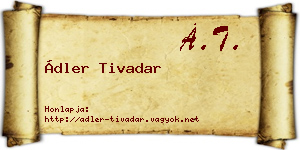 Ádler Tivadar névjegykártya